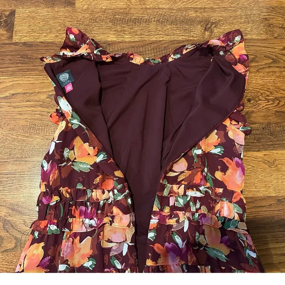 Vince Camuto Autumn Floral Chiffon Maxi Dress Size 12 NWT Wedding Guest Elegant - Picture 7 of 13